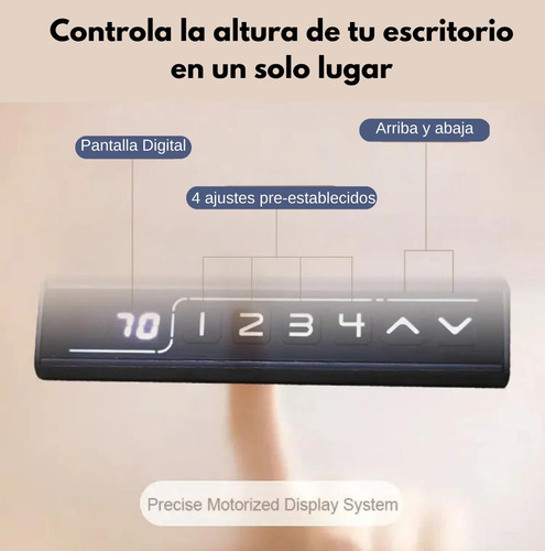 Escritorio De Altura Ajustable Eléctrico 120cm Base Negro