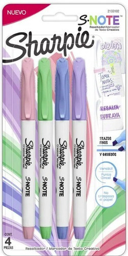 Marcadores Sharpie S-note X4 Colores Pastel- Resalta/subraya