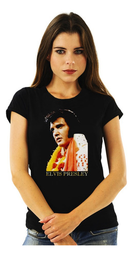 Polera Mujer Elvis Presley Face Logo Rock Impresión Directa