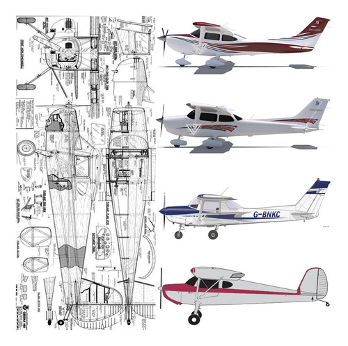 Plano Rc Pack Cessna 182 /172 / 152 / 140 (envío X Mail)