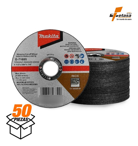 Disco Para Corte Fino 4-1/2 . Makita. Caja De 50 Pzs