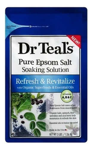 Solución Pura De Sal Epsom Dr Teal's  1.36 Kg Fragancia Refrescante y Revitalizante