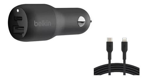 Cargador Belkin De Auto 37w  Pps Doble  + Cable Usbc A Light