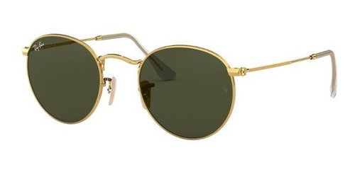 Lentes De Sol Round Flat Gold Green Ray-ban