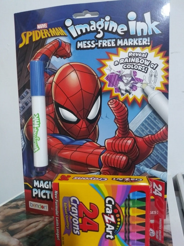 Cuaderno Para Colorear Marvel Spiderman Con Creyones De Cera