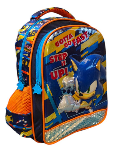 Mochila Infantil Ginga Kinder Sonic Go Fast3d Azul Azul