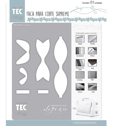 Faca Supreme Elegance Tek 139 X 152 Mm Laços 21529 Fsc007 Cor Prateado