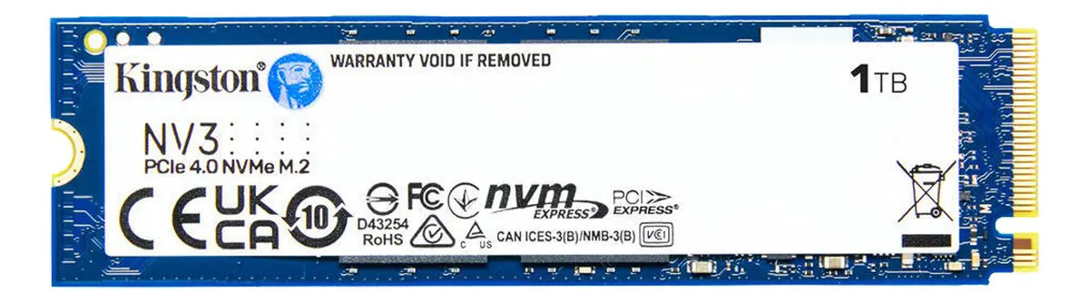 Unidad de Estado Solido SSD M.2 1TB KINGSTON NVMe PCIe 4.0 6000/4000 MB/s SNV3S/1000G color azul oscuro