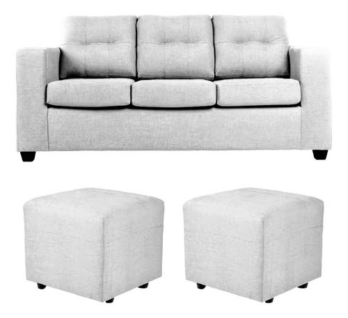 Sofa 3 Cuerpos + 2 Pouf 