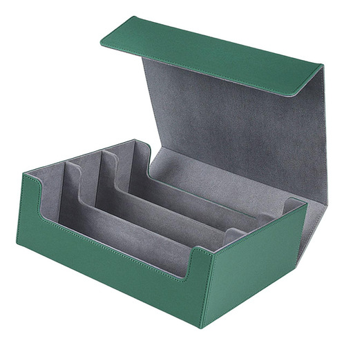 Caixa De Armazenamento De Cartas Verde Forrado Em Cinza