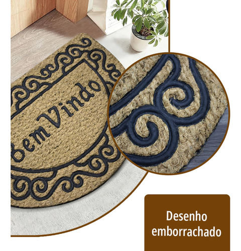 1 Tapete Capacho Fibra Coco Antiderrapante M Lua Pa 40x60 Vr Comprimento 60 cm Cor MARROM PRETO sisal natural Largura 40 cm