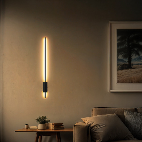 Arandela Moderna Slim Luz Indireta 100cm Preto Led 22w