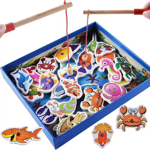 Juego En Madera Pesca Magnético 32 Pcs Montessori Ltf Shop 