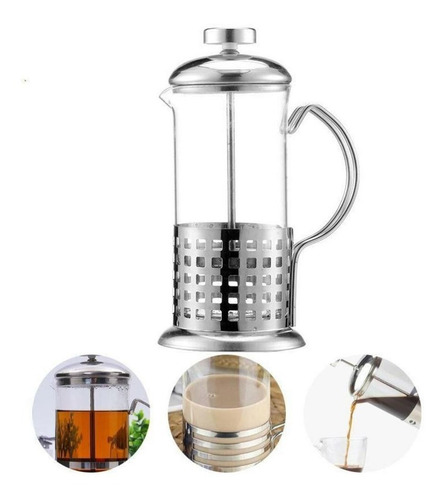 Imagem 3 de 5 de Cafeteira Francesa Em Inox Decorada 1 Litro Prensa Chaleira