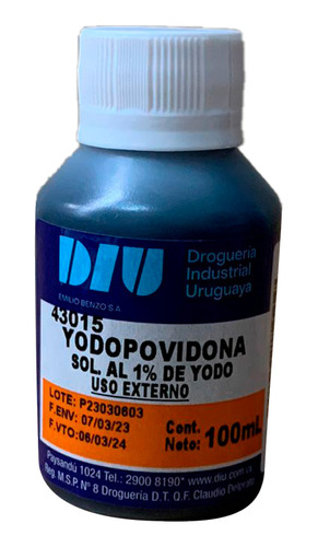 Iodopovidona Sol Al 1% 100cc - Diu