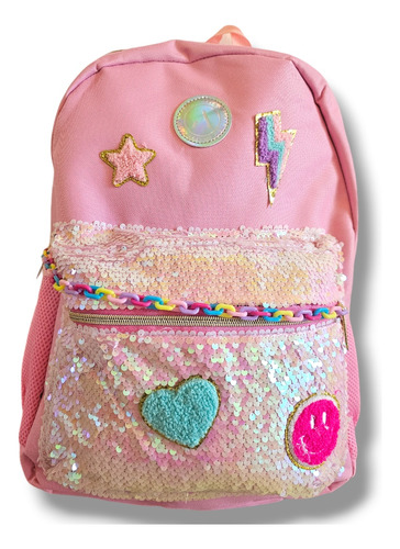 Mochila Escolar Lentejuelas Nena Primaria Secundaria Grande