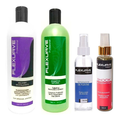 Shampoo Flexuave, Balsamo Revita,  Keratina Y Reparador Ptas