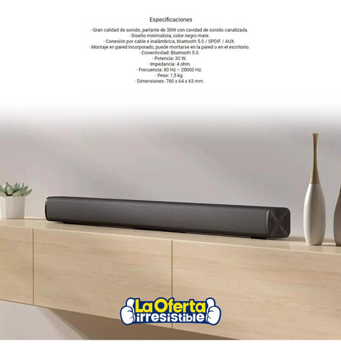 Imagen 9 de 9 de Barra Sonido Xiaomi Redmi Tv 30w Bluetooth Aux Y S/pdif Loi