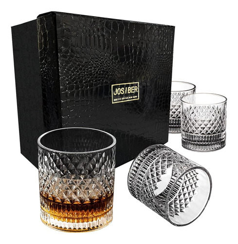 Juego De Vidrio De Whisky De 4 Vasos Escoceses Premium De 11