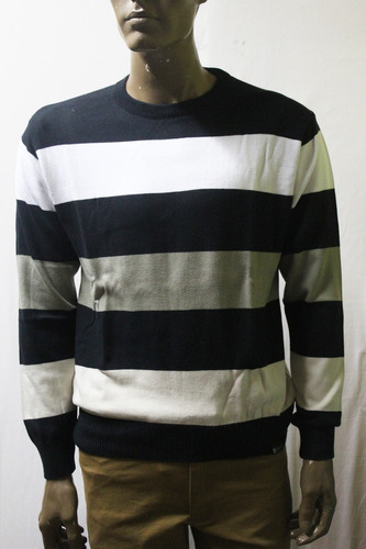 Sweater Hilo Hombre Raya Ancha Colores. Marca Jif System