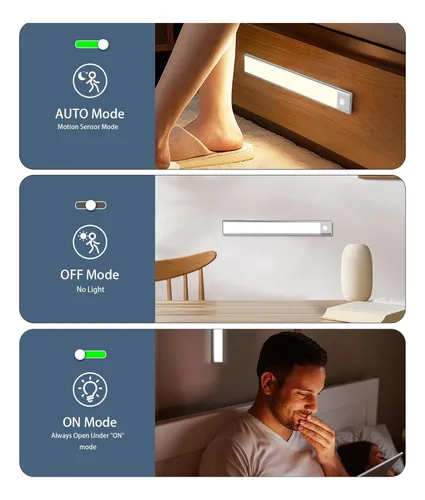 Luz Recargable Sensor Movimiento Dimerizable Usb 20cm X 2