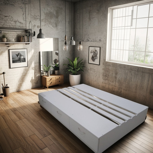 Cama En Melamina Hm. De 2 Plz. Y 6 Cajones Con Cabecera.