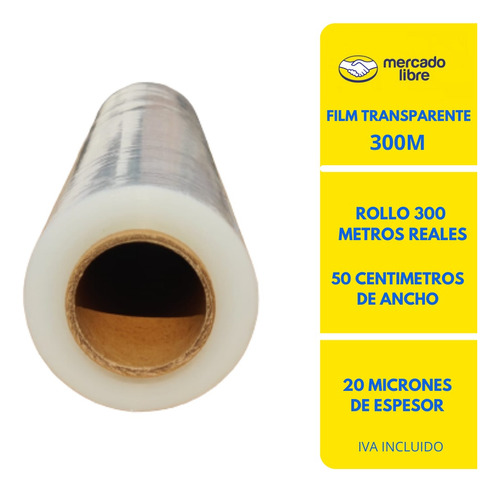 Imagen 1 de 4 de Film Plastico Stretch Transparente / Rollo 300 Metros Reales