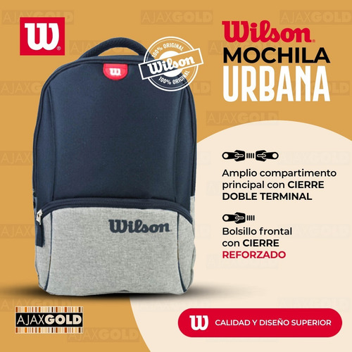 Imagen 3 de 7 de Mochila Urbana Wilson Porta Notebook Deportes Gym Reforzada