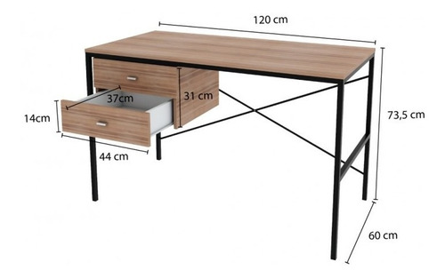 Escritorio Centro Estant Madera Metal Paraiso Con Cajones