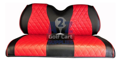 Funda Asiento Delantero Trasero Costura Diamante Negro Rojo