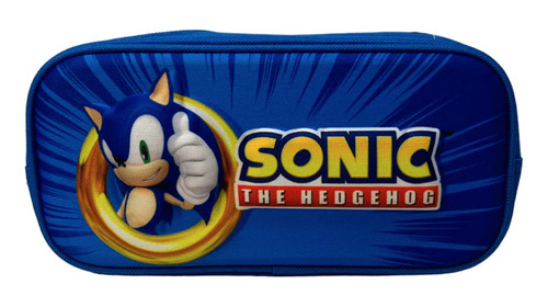 Lapicera Escolar 3d Sencilla Sonic The Hedgehog Azul