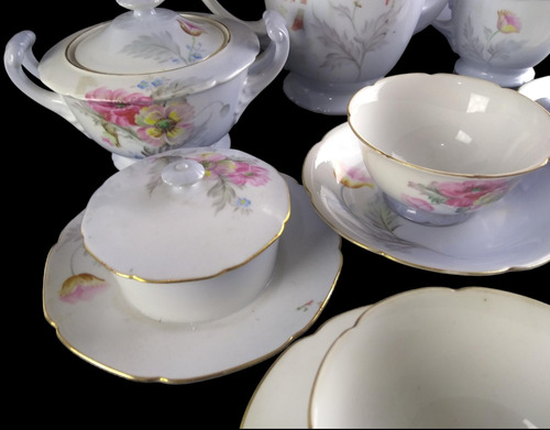 Antigo Aparelho Cha Porcelana Noritake Japan 11654 Rrdeco Branco Com Detalhes Florais (Usado)