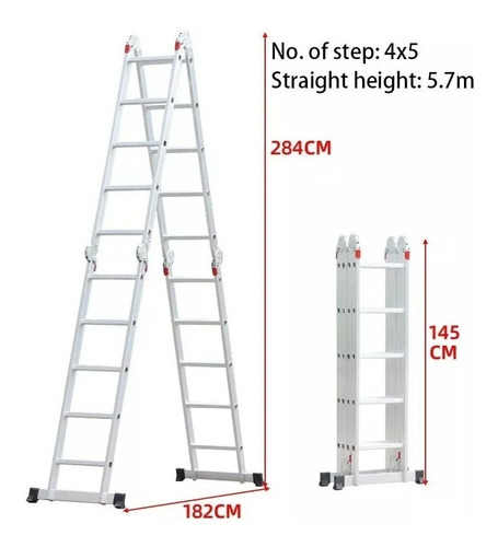 Escalera Articulada Multiproposito 3 En 1 Plegable 5,7 Mts