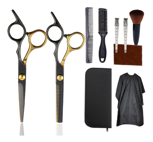 Kit Profesional De Tijeras+ Capa+ Accesorios Barberia Profe 