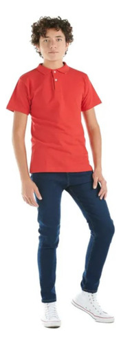 Playera Polo Roja Para Niño Tallas 10/12-14/16 -100% Algodón