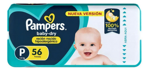 Pampers Baby Dry pañales hipoalergenico pequeño 56 unidades