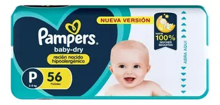 Pampers Baby Dry pañales hipoalergenico pequeño 56 unidades