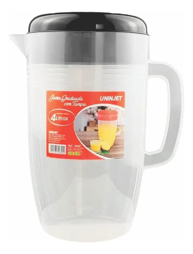 Jarra De Suco E Água Grande Plástico Reforçado 4l Com Tampa