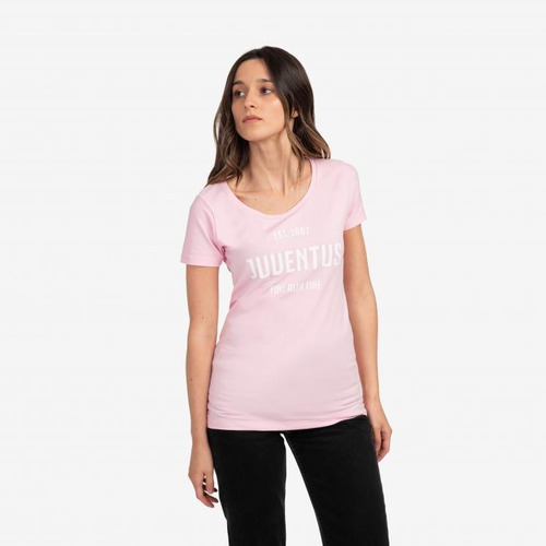 Polera Mujer Juventus Rosada C/ Estampado 1897