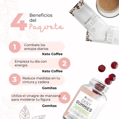 Keto Coffee Pack Dúo - 15 Sobres + Skny Gummies 60 Gomitas