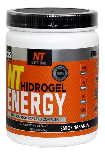 Hidrogel Energy Gel Energetico En Polvo 700g Nt Nutrition Sabor Naranja Cafeína