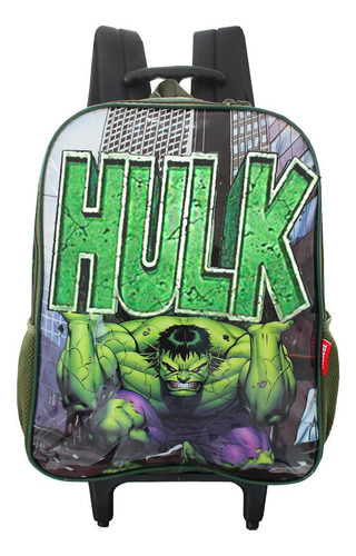 Mochila Escolar De Rodinhas Meninos Marvel O Incrivel Hulk