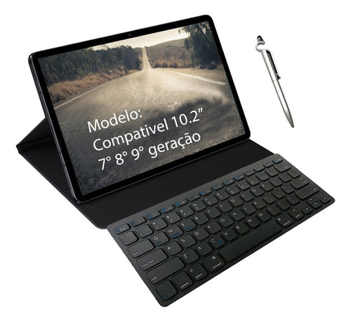 Capa Teclado Para iPad 9 G 10.2 Cores + Pelicula + Caneta