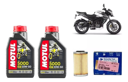 Kit Filtro Y Aceite Motul 5000 Bajaj Rouser Ns 200 Gb Motos