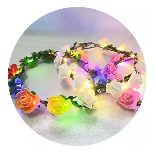 5 Tiaras Vincha Cotillon Luminosa Flores Led  Hippie.gorcie