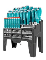 Comprar Set, Juego De Destornilladores Y Puntas Total, Imantados, 100 Piezas - Chatos, Phillips, Torx, Pozidriv, De Precisión - Incluye Vástago Magnético Y Organizador - THT2506100