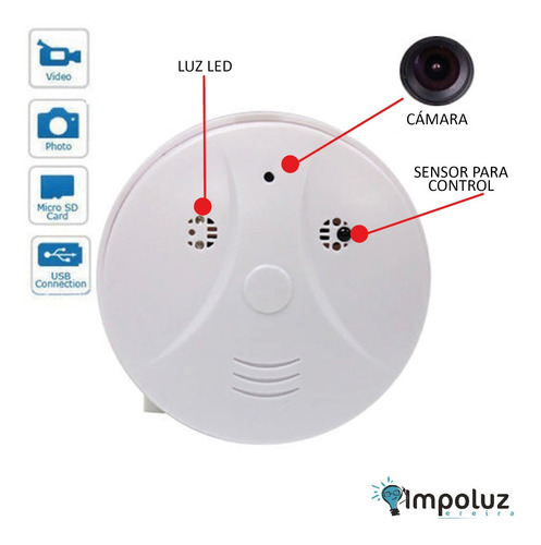 Mini Camara Espia Detector Humo Sensor Movimiento / Impoluz