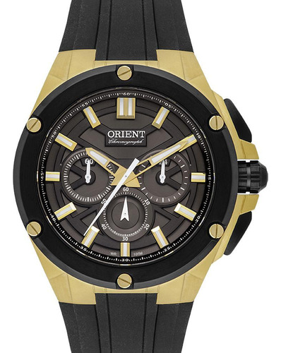 Relógio Orient Masculino Cronógrafo Dourado 100m Caixa 45mm