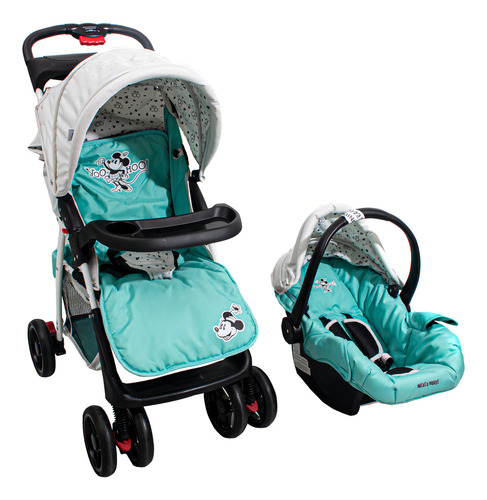 Cochecito de paseo travel system Dencar Travel System 3222TS gris/celeste con chasis color plateado