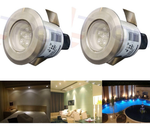 Kit Led Com 2 Luminárias Spot Balizador De Embutir Solo Parede 6 Leds